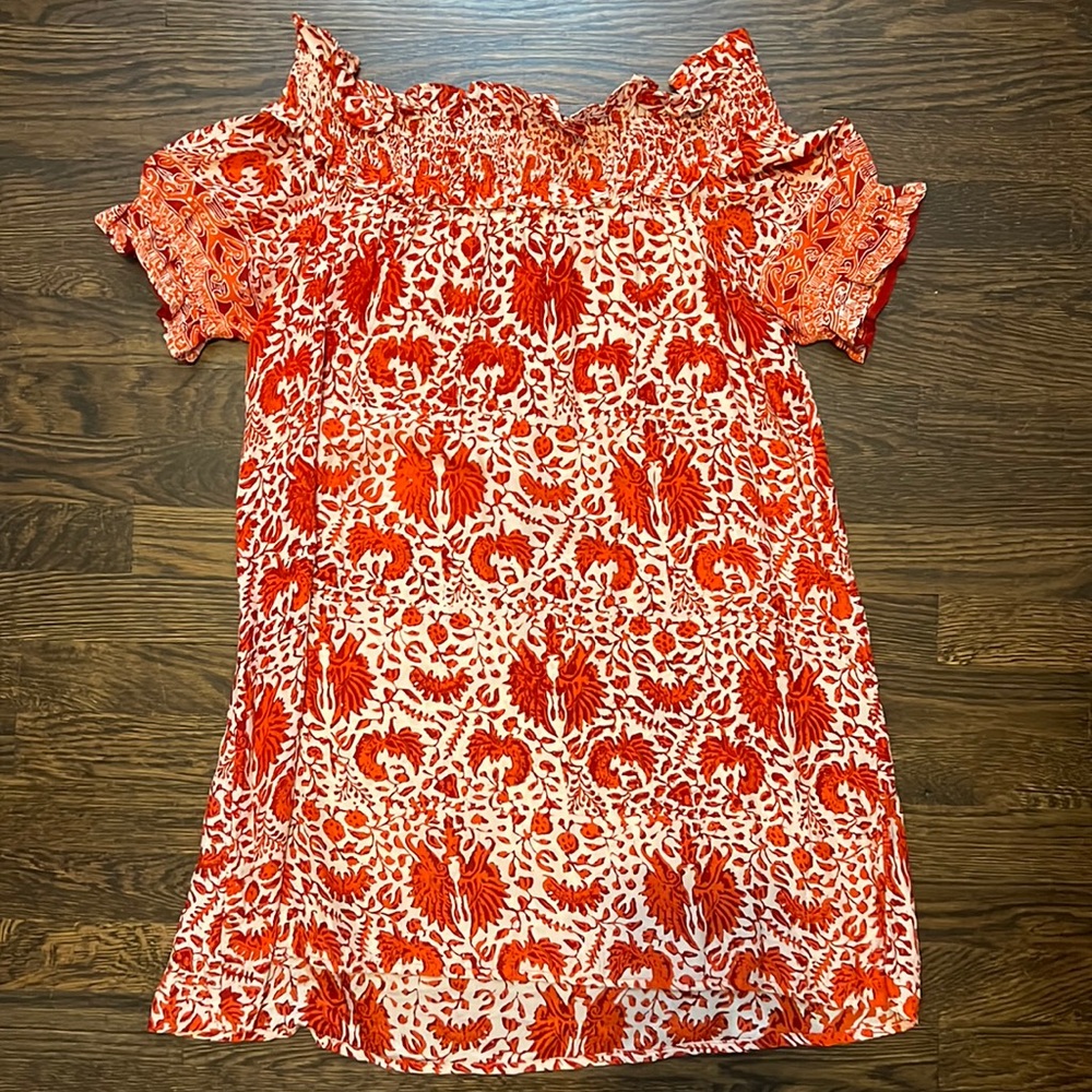 Natalie Martin Red Floral Off the Shoulder Dress